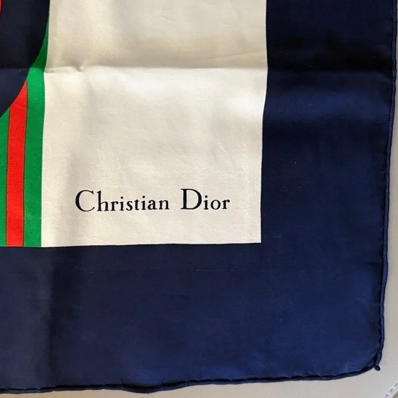 Christian Dior Vintage 70’s Silk Scarf with CD Monogram.